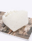 Weaved Pearl Top Handle Mini Clutch