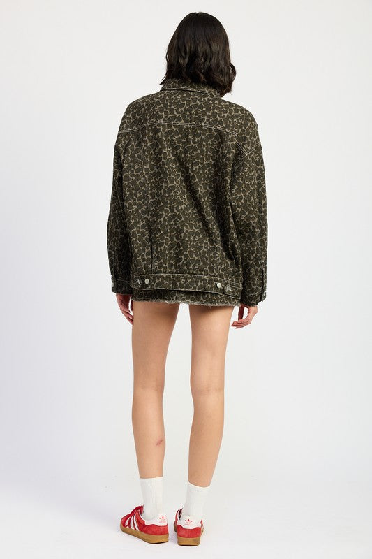Emory Park | Oversized Printed Denim Jacket