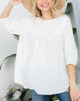 e Luna PLUS Solid Pintuck Tunic Blouse