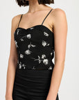 Emory Park Mixed Media Satin Spaghetti Strap Top