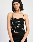 Emory Park Mixed Media Satin Spaghetti Strap Top