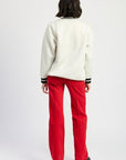 Emory Park Striped Collar Pull Over Sweater