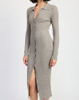 Emory Park Buttoned Long Sleeve Cable Knit Dress