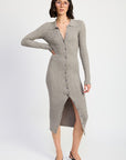 Emory Park Buttoned Long Sleeve Cable Knit Dress