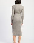 Emory Park Buttoned Long Sleeve Cable Knit Dress