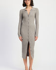 Emory Park Buttoned Long Sleeve Cable Knit Dress