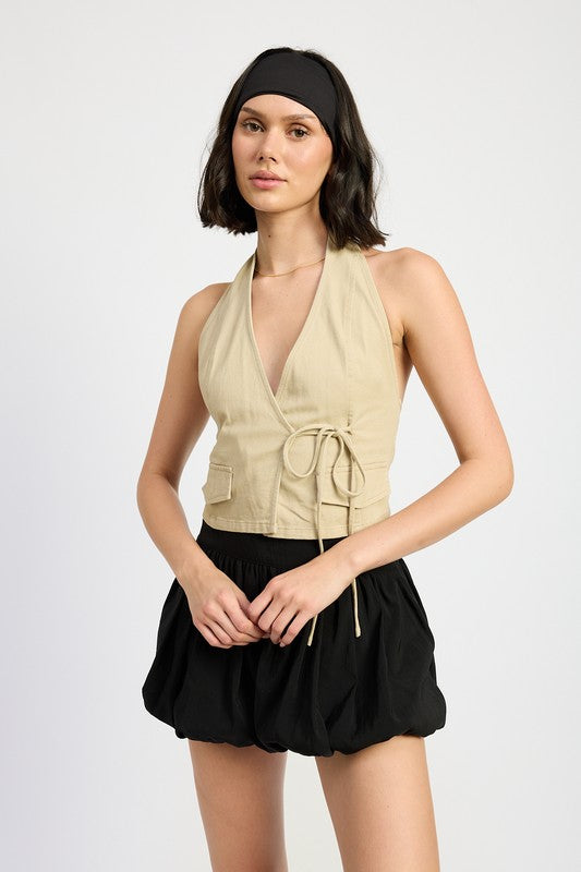 Emory Park | Wrapped Halter Neck Top