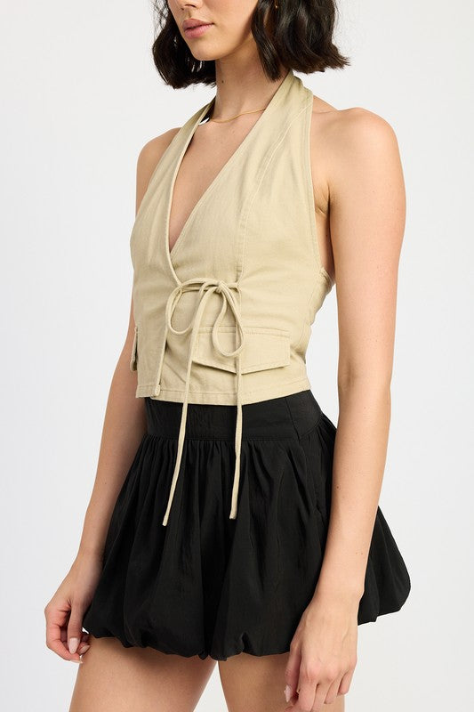 Emory Park | Wrapped Halter Neck Top