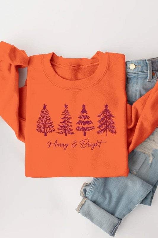 Merry &amp; Bright Christmas Trees Sweatshirts