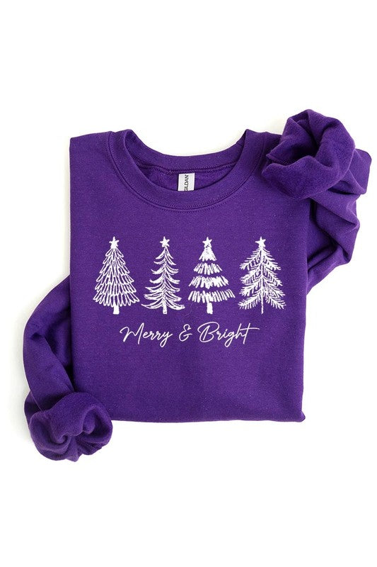 Merry &amp; Bright Christmas Trees Sweatshirts