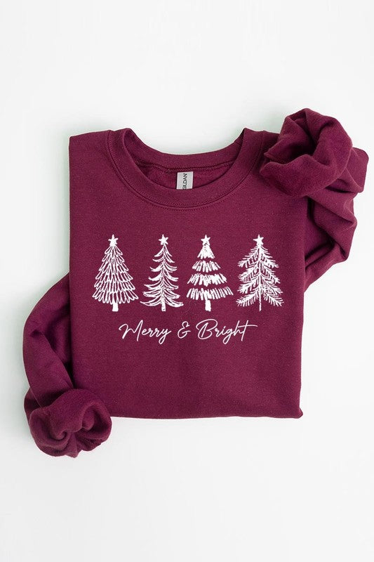 Merry &amp; Bright Christmas Trees Sweatshirts