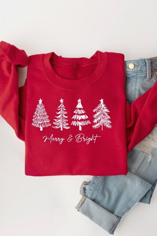 Merry &amp; Bright Christmas Trees Sweatshirts