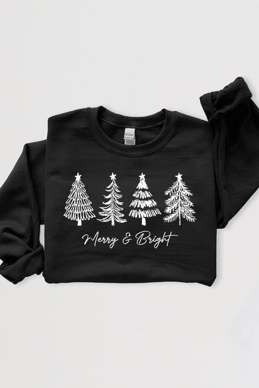 Merry &amp; Bright Christmas Trees Sweatshirts