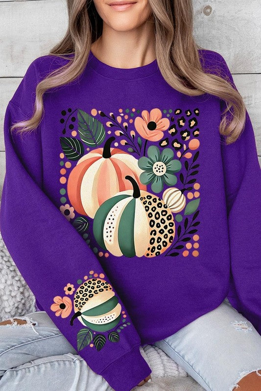 Boho Fall Leopard Pumpkins Graphic Sweatshirts