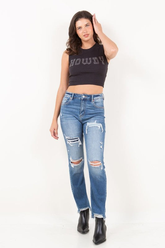 Artemis Vintage Mesh Tummy Control High Rise Straight Jeans