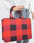 Buffalo Check Large Zipper Structure Tote