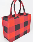 Buffalo Check Large Zipper Structure Tote