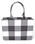 Buffalo Check Large Zipper Structure Tote