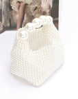 Weaved Pearl Top Handle Mini Clutch