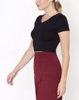 Fabina Bamboo Double Front V-Neck Crop Top