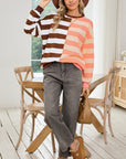 Color Block Drop Shoulder Pullover Sweatshirt