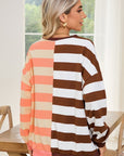 Color Block Drop Shoulder Pullover Sweatshirt