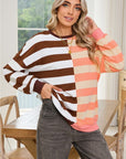 Color Block Drop Shoulder Pullover Sweatshirt