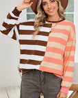 Color Block Drop Shoulder Pullover Sweatshirt