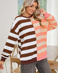 Color Block Drop Shoulder Pullover Sweatshirt