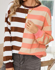 Color Block Drop Shoulder Pullover Sweatshirt