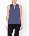 Fabina V -Cut Edge Sleeveless Cotton Jersey Top