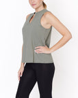 Fabina V -Cut Edge Sleeveless Cotton Jersey Top