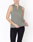 Fabina V -Cut Edge Sleeveless Cotton Jersey Top