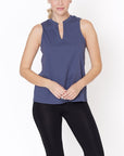 Fabina V -Cut Edge Sleeveless Cotton Jersey Top