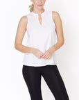 Fabina V -Cut Edge Sleeveless Cotton Jersey Top