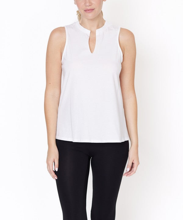 Fabina V -Cut Edge Sleeveless Cotton Jersey Top