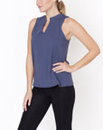 Fabina V -Cut Edge Sleeveless Cotton Jersey Top