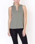 Fabina V -Cut Edge Sleeveless Cotton Jersey Top