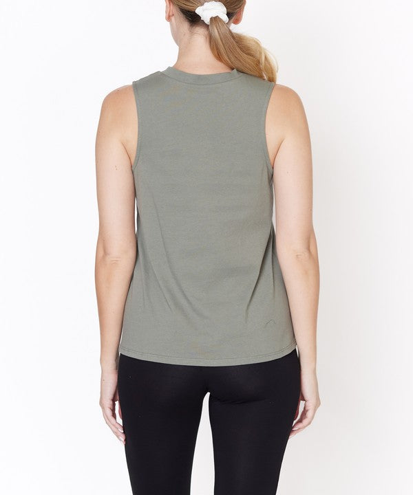 Fabina V -Cut Edge Sleeveless Cotton Jersey Top