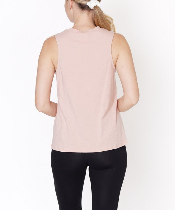 Fabina V -Cut Edge Sleeveless Cotton Jersey Top