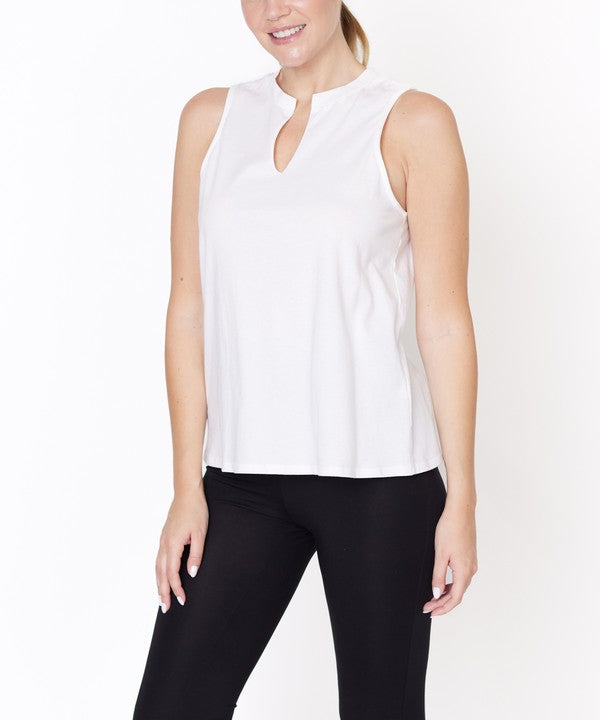 Fabina V -Cut Edge Sleeveless Cotton Jersey Top