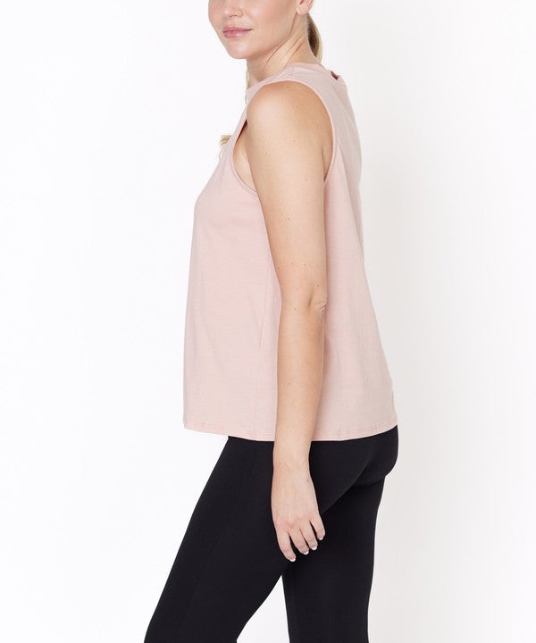 Fabina V -Cut Edge Sleeveless Cotton Jersey Top