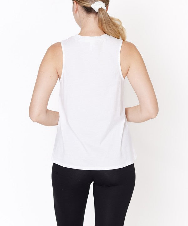 Fabina V -Cut Edge Sleeveless Cotton Jersey Top