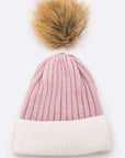 Raccoon Fur PomPom 2 Tone Beanie