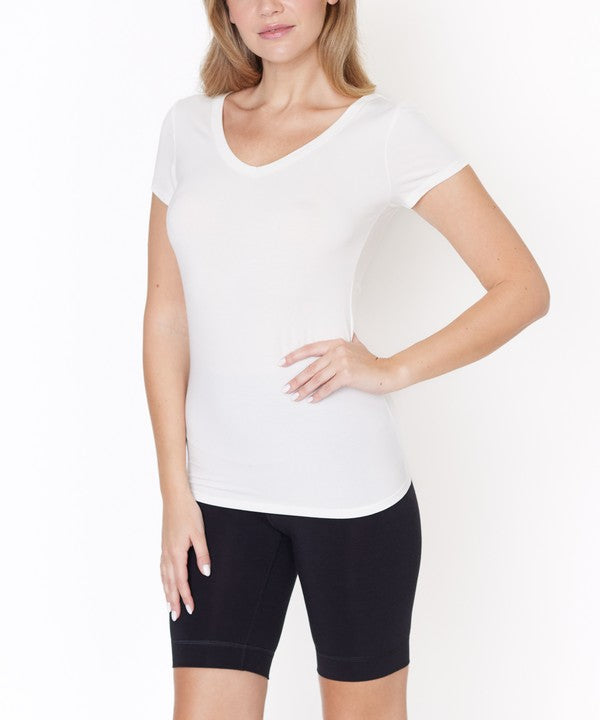 Fabina Bamboo V-Neck Fitted Top