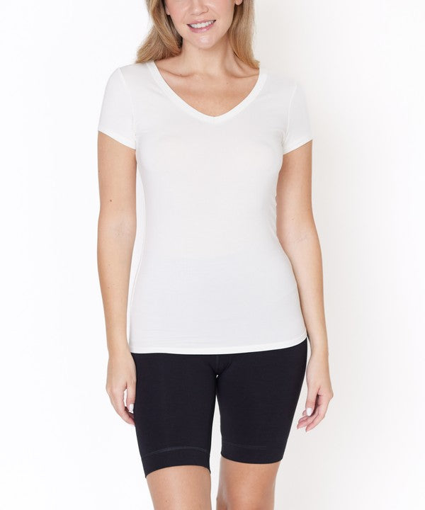 Fabina Bamboo V-Neck Fitted Top