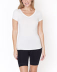 Fabina Bamboo V-Neck Fitted Top