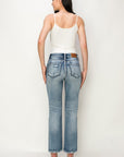 Artemis Vintage High Rise Crystal Embellished Crop Straight Jeans