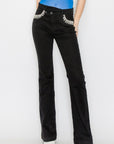 Artemis Vintage Embellished High Rise Cross Over Flare Jeans