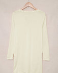 Solid Open-Front Buttoned Cardigan